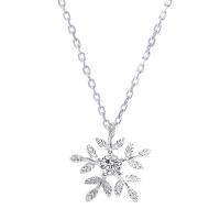 Cubic Zirconia Brass Pendants with Cubic Zirconia Snowflake platinum plated fashion jewelry & for woman & faceted clear nickel lead & cadmium free Sold By PC