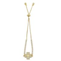 Brass Necklace Four Leaf Clover gold color plated fashion jewelry & micro pave cubic zirconia & for woman nickel lead & cadmium free 113*15*0.2mm Length Approx 11.3 Inch Sold By PC