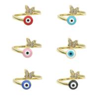 Evil Eye Jewelry Finger Ring, Brass, gold color plated, fashion jewelry & for woman & enamel & with rhinestone, more colors for choice, nickel, lead & cadmium free, 24*21*0.5mm, Sold By PC