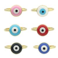 Evil Eye Jewelry Ring Finger, cobre, cromado de cor dourada, joias de moda & para mulher & esmalte, Mais cores pare escolha, níquel, chumbo e cádmio livre, 22*21*0.4mm, vendido por PC