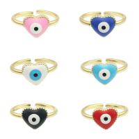 Evil Eye Jewelry Finger Ring Brass gold color plated fashion jewelry & for woman & enamel nickel lead & cadmium free 23*21*0.4mm Sold By PC