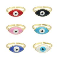 Evil Eye Smykker Finger Ring, Messing, guldfarve belagt, mode smykker & for kvinde & emalje, flere farver til valg, nikkel, bly & cadmium fri, 23*21*0.4mm, Solgt af PC