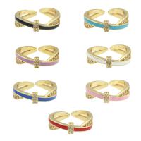 Ring Finger mosiądz, Platerowane w kolorze złota, biżuteria moda & dla kobiety & z kamieniem, dostępnych więcej kolorów, bez zawartości niklu, ołowiu i kadmu, 22*22*0.2mm, sprzedane przez PC