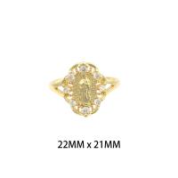 Anillo de dedo de latón, metal, chapado en color dorado, Joyería & para mujer & con diamantes de imitación, libre de níquel, plomo & cadmio, 22*21*0.3mm, Vendido por UD