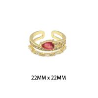 Messing ringen, gold plated, mode sieraden & voor vrouw & met strass, nikkel, lood en cadmium vrij, 22*22*0.4mm, Verkocht door PC
