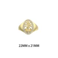 Messing Fingerring, goldfarben plattiert, Modeschmuck & für Frau & mit Strass, frei von Nickel, Blei & Kadmium, 22*21*0.2mm, verkauft von PC