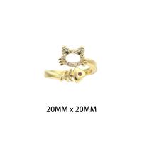 Anillo de dedo de latón, metal, chapado en color dorado, Joyería & para mujer & con diamantes de imitación, libre de níquel, plomo & cadmio, 20*20*0.3mm, Vendido por UD