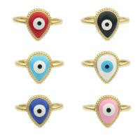 Evil Eye Schmuck Fingerring, Messing, goldfarben plattiert, Modeschmuck & für Frau & Emaille, keine, frei von Nickel, Blei & Kadmium, 23*20*0.4mm, verkauft von PC