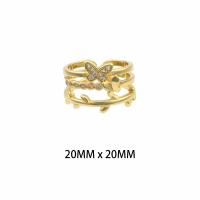 Messing ringen, gold plated, mode sieraden & voor vrouw & met strass, nikkel, lood en cadmium vrij, 20x20x0.3mm, Verkocht door PC