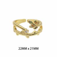 Brass δάχτυλο του δακτυλίου, Ορείχαλκος, χρώμα επίχρυσο, κοσμήματα μόδας & για τη γυναίκα & με στρας, νικέλιο, μόλυβδο και κάδμιο ελεύθεροι, 22x21x0.2mm, Sold Με PC