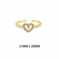 Messing ringen, gold plated, mode sieraden & voor vrouw & met strass, nikkel, lood en cadmium vrij, 21x20x0.2mm, Verkocht door PC