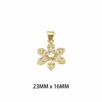 Rhinestone Brass Pendants Flower gold color plated DIY & for woman & with rhinestone nickel lead & cadmium free Approx 0.3mm Sold By PC