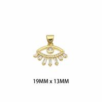 Colgantes ojo malvado, metal, chapado en color dorado, Bricolaje & para mujer & con diamantes de imitación, libre de níquel, plomo & cadmio, 19x13x0.2mm, agujero:aproximado 0.3mm, Vendido por UD