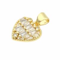Brass Heart Pendants, gold color plated, DIY & for woman & with rhinestone, nickel, lead & cadmium free, 18x16x0.3mm, Hole:Approx 0.3mm, Sold By PC