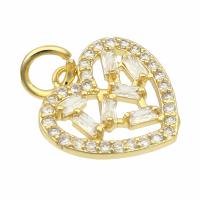 Brass Heart Pendants gold color plated DIY & for woman & with rhinestone nickel lead & cadmium free Sold By PC