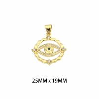 Evil Eye Pendants, Brass, gold color plated, DIY & for woman & with rhinestone, nickel, lead & cadmium free, 25x19x0.3mm, Hole:Approx 0.3mm, Sold By PC
