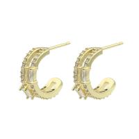 Brass Stud Earring, gold color plated, fashion jewelry & for woman & with rhinestone, nickel, lead & cadmium free, 22x20x0.3mm, Sold By Pair