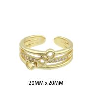 Messing ringen, gold plated, mode sieraden & voor vrouw & met strass, nikkel, lood en cadmium vrij, 20x20x0.3mm, Verkocht door PC