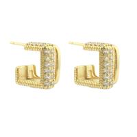 Brass Stud Earring gold color plated fashion jewelry & for woman & with rhinestone nickel lead & cadmium free Sold By Pair