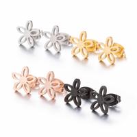 Titanium Steel  Earring, Flower, Vacuum Ion Plating, fashion jewelry & for woman, more colors for choice, 10x10mm, Sold By Pair