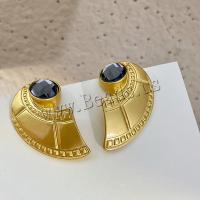 Zinc Alloy Stud Earring gold color plated fashion jewelry & for woman & with rhinestone golden nickel lead & cadmium free 40mm Sold By Pair