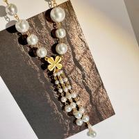 Pullover Kette Halskette, Messing, mit Kunststoff Perlen, mit Verlängerungskettchen von 2.76inch, goldfarben plattiert, Modeschmuck & für Frau, goldfarben, frei von Nickel, Blei & Kadmium, verkauft per ca. 13.78 ZollInch Strang