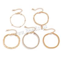 Zinc Alloy Bracelet with 1.97inch extender chain plated 5 pieces & for woman & with rhinestone nickel lead & cadmium free Length Approx 6.3 Inch Sold By Set
