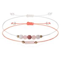 Couple Bracelet and Bangle Wax Cord with Gemstone handmade 2 pieces & adjustable Adjustable size max.30cm Sold By Set