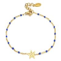 Stainless Steel Jewelry Bracelet, 304 Stainless Steel, with 4cm extender chain, Starfish, Vacuum Ion Plating, Bohemian style & for woman & enamel, more colors for choice, Length:Approx 16 cm, Sold By PC