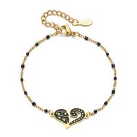 Stainless Steel Jewelry Bracelet, 304 Stainless Steel, with 4cm extender chain, Heart, Vacuum Ion Plating, Bohemian style & for woman & enamel, more colors for choice, Length:Approx 16 cm, Sold By PC