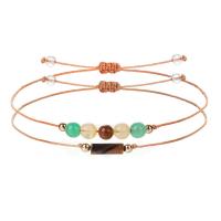 Couple Bracelet and Bangle Wax Cord with Gemstone handmade 2 pieces & adjustable Adjustable size max.32cm Sold By Set