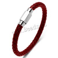 PU Leather Cord Bracelets, with 316L Stainless Steel, different length for choice & Unisex, more colors for choice, 6mm, Sold By PC