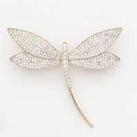 Fashion Brooch Jewelry Brass Dragonfly Vacuum Ion Plating fashion jewelry & micro pave cubic zirconia & for woman golden nickel lead & cadmium free Sold By PC
