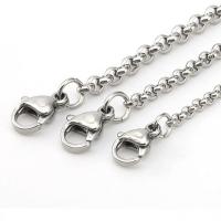 Rozsdamentes acél Nekclace Chain, 304 rozsdamentes acél, különböző hosszúságú választás & különböző méretű a választás, az eredeti szín, Által értékesített Strand