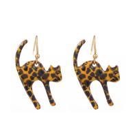 Zinklegierung Tropfen Ohrring, Katze, goldfarben plattiert, Modeschmuck & für Frau, 20x30mm, verkauft von Paar