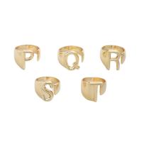Латунь Манжеты палец кольцо, Алфавитное письмо, плакированный настоящим золотом, разные стили для выбора & Женский, размер:5.5, продается PC