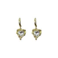 Zinc Alloy Drop Earring Heart plated Korean style & for woman & with rhinestone Sold By Pair