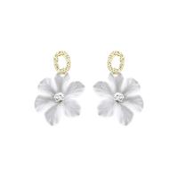 Zinc Alloy Drop Earring with Acrylic Flower gold color plated for woman & with rhinestone & hollow Sold By Pair