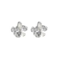 Tibetan Style Stud Earring, Flower, silver color plated, Korean style & for woman, 28x25mm, Sold By Pair