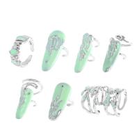 Copper Nail Ring platinum color plated 7 pieces & for woman & enamel 11-18mm Sold By Set