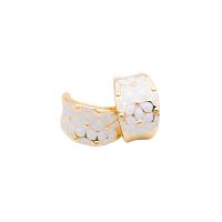 Zinc Alloy Stud Earring gold color plated Korean style & with flower pattern & for woman & enamel Sold By Pair