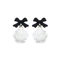 Resin Drop Earring with Zinc Alloy Flower stoving varnish Korean style & for woman Sold By Pair