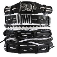 Cowhide Bracelet Set with PU Leather & Zinc Alloy Owl plated multilayer & Unisex 80mm Length Approx 7 Inch Sold By Set