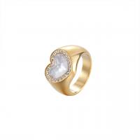 Titanium Čelik Finger Ring, Srce, različite veličine za izbor & za žene & s Rhinestone, više boja za izbor, Veličina:6-8, Prodano By PC