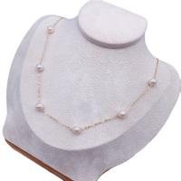 Freshwater Pearl Brass Chain Necklace, Pérolas de água doce, with cobre, joias de moda & para mulher, dourado, 6-7mm, comprimento Aprox 45 cm, vendido por PC
