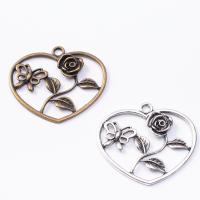 Zinc Alloy Flower Pendants Heart plated DIY & hollow nickel lead & cadmium free Sold By PC