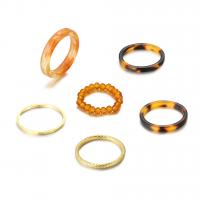 Cink Alloy Ring Set, Cink ötvözet, -val Akril, arany színű aranyozott, divat ékszerek & a nő, több színt a választás, Által értékesített Set