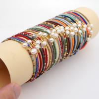 Glas perler armbånd, Seedbead, med Knude ledning & Ferskvandsperle, Justerbar & Boheme stil & for kvinde, flere farver til valg, nikkel, bly & cadmium fri, Længde Ca. 26 cm, Solgt af PC