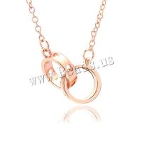 Brass Necklace, with 5cm extender chain, Donut, rose gold color plated, fashion jewelry & for woman & hollow, nickel, lead & cadmium free, 9.40x20mm, Length:Approx 45 cm, Sold By PC