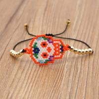 Glass Beads Bracelet, Seedbead, with Knot Cord, Skull, Adjustable & punk style & for woman, more colors for choice, nickel, lead & cadmium free, Length:Approx 28 cm, Sold By PC